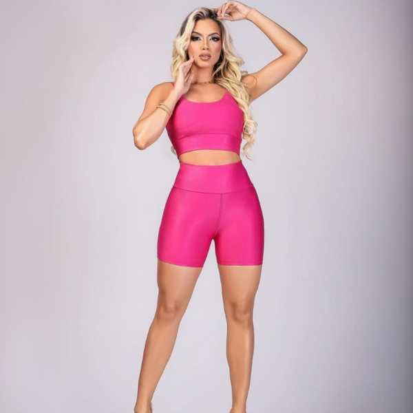 Conjunto Fitness Short e Top Cintura Alta Zero Transparência