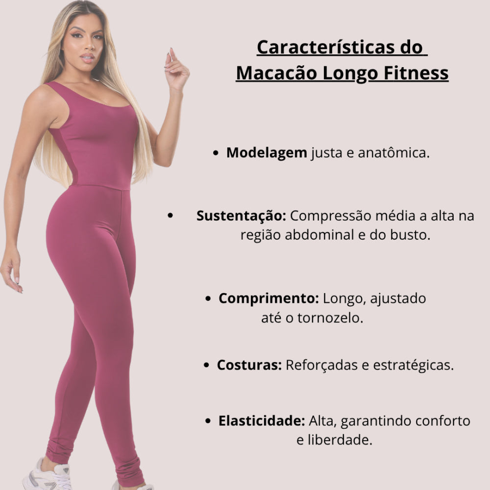 Macacão Longo Feminino Fitness Academia