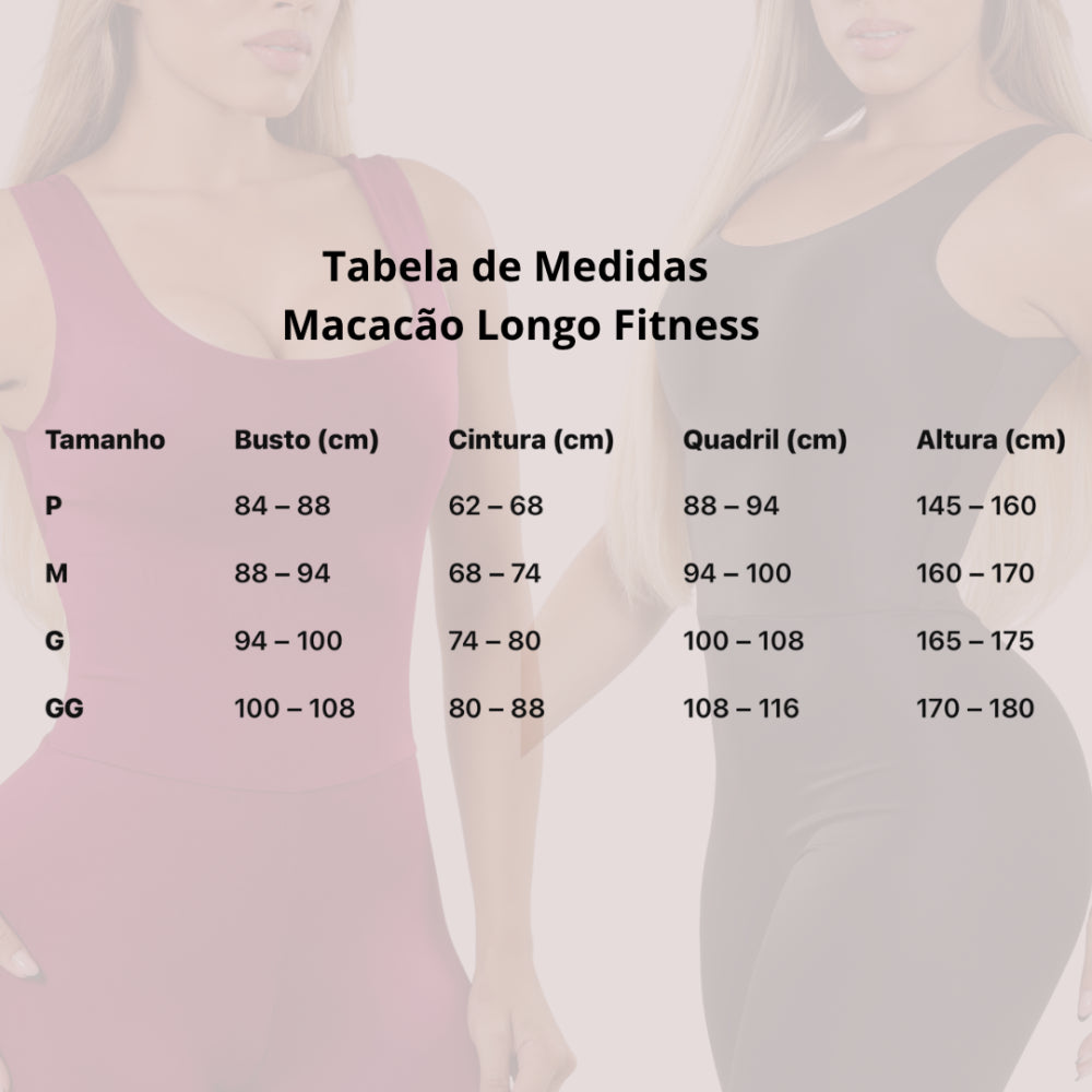 Macacão Longo Feminino Fitness Academia
