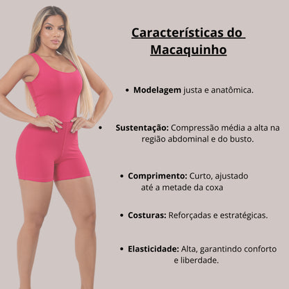 Macaquinho Fitness Feminino Meia Coxa Academia