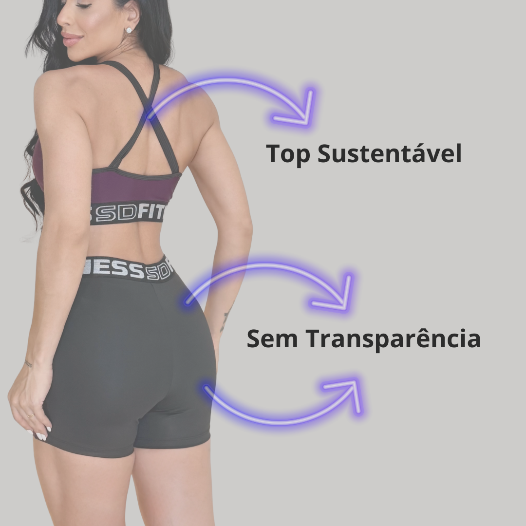 Conjunto Fitness Short Cintura V e Top Elástico