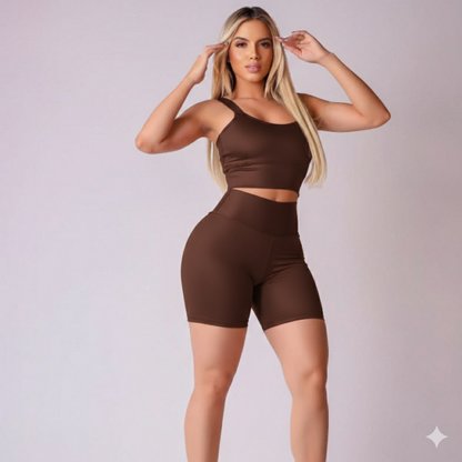 Conjunto Fitness Short e Top Cintura Alta Zero Transparência
