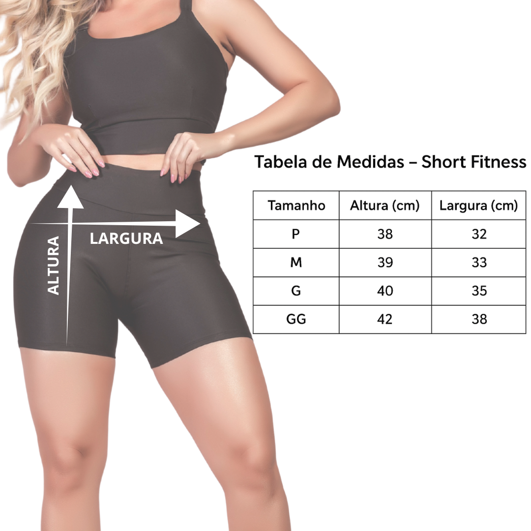 Shorts Meia Coxa Fitness Cintura Alta Suplex
