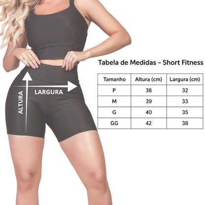 Shorts Meia Coxa Fitness Cintura Alta Suplex