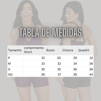Conjunto Fitness Short Cintura V e Top Elástico