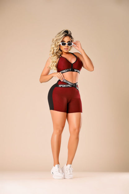 Conjunto Fitness Short Cintura V e Top Elástico